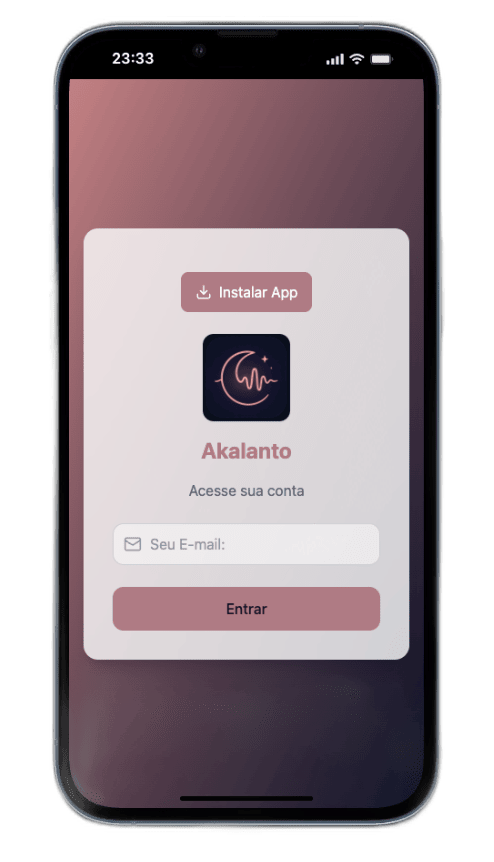 Tela de login do Akalanto
